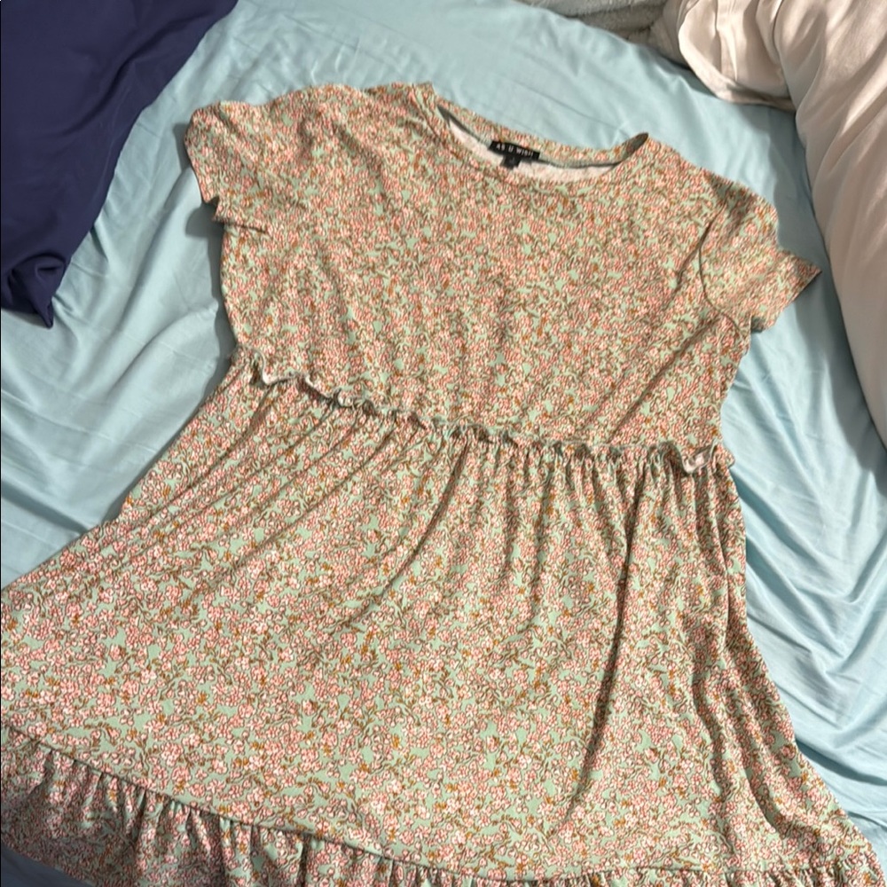 As U Wish Cream Tan Flutter Sleeve Sundress